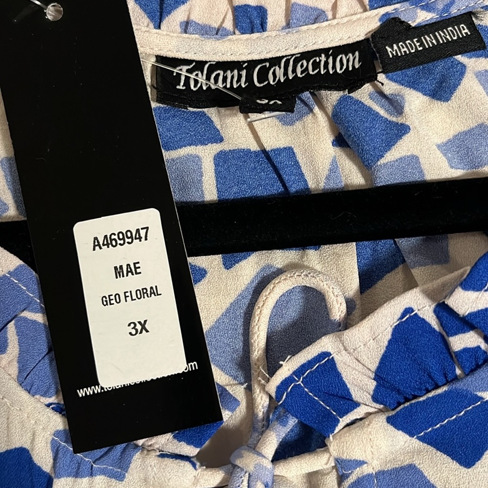 Tolani - Midi Dress, Long sleeves (Blue, Light Blue & White), 3X NWT - Picture 7 of 9